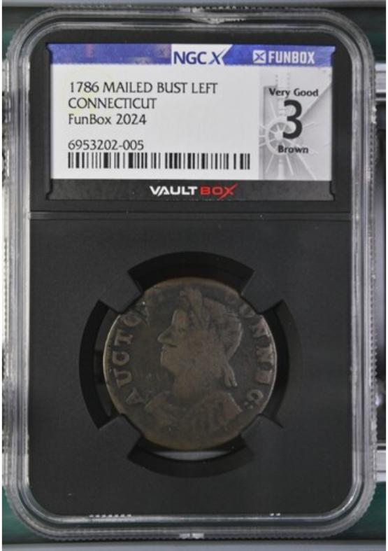 1786 MAILED BUST LEFT CONNECTICUT NGCX VERY GOOD 3 BROWN FRONT