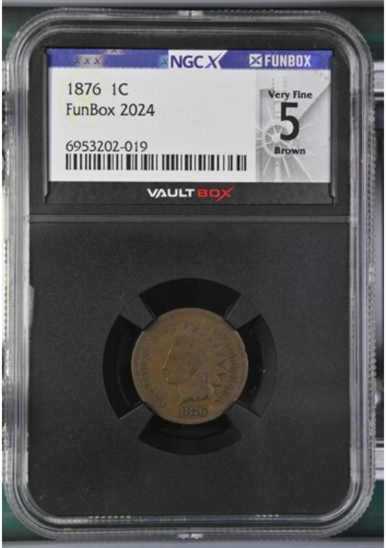 1876 1C NGCX VERY FINE 5 BROWN FRONT