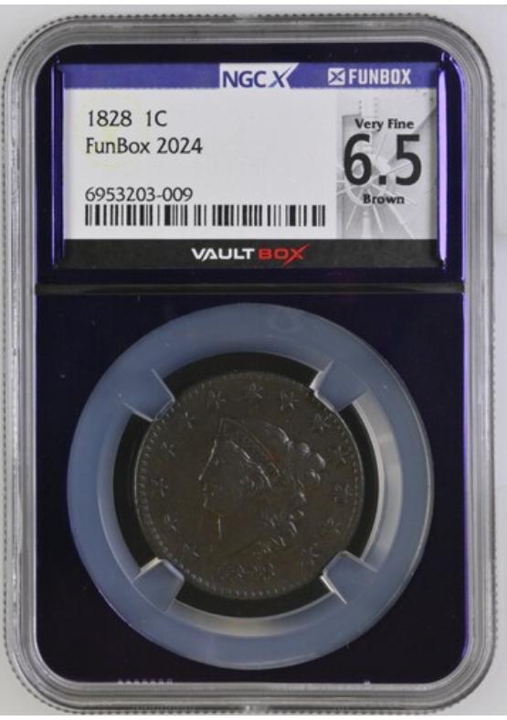 1828 1C NGCX VERY FINE 6.5 BROWN FRONT