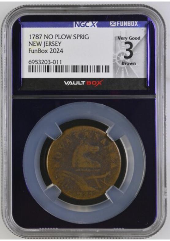 1787 NO PLOW SPRIG NEW JERSEY NGCX VERY GOOD 3 BROWN FRONT