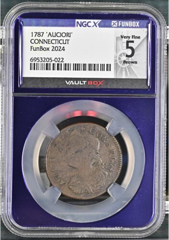 1787 AUCIORI' CONNECTICUT NGCX VERY FINE 5 BROWN FRONT