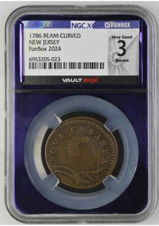 1786 BEAM CURVED NEW JERSEY NGCX VERY GOOD 3 BROWN FRONT