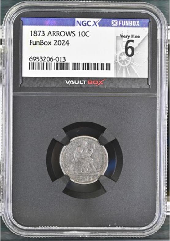 1873 ARROWS 10C NGCX VERY FINE 6 FRONT
