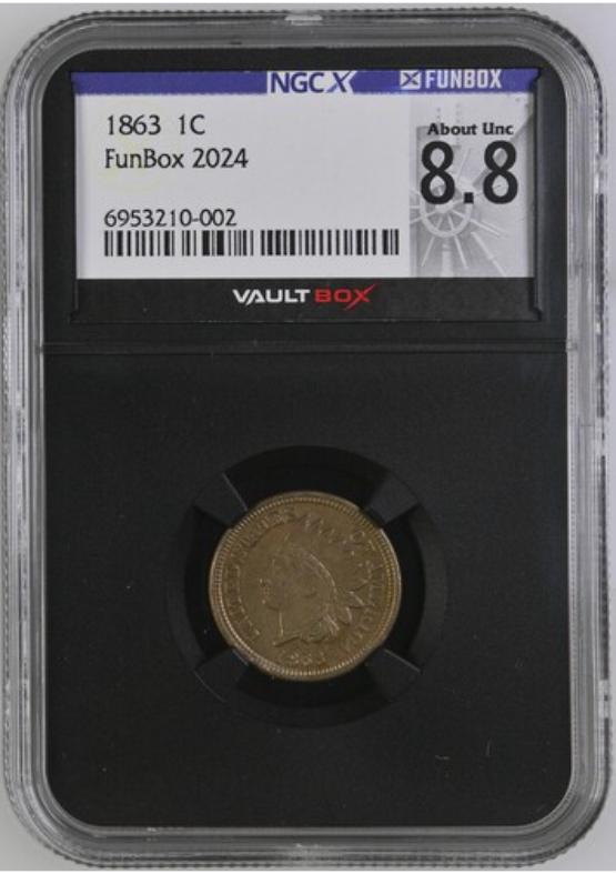 1863 1C NGCX ABOUT UNC 8.8 FRONT