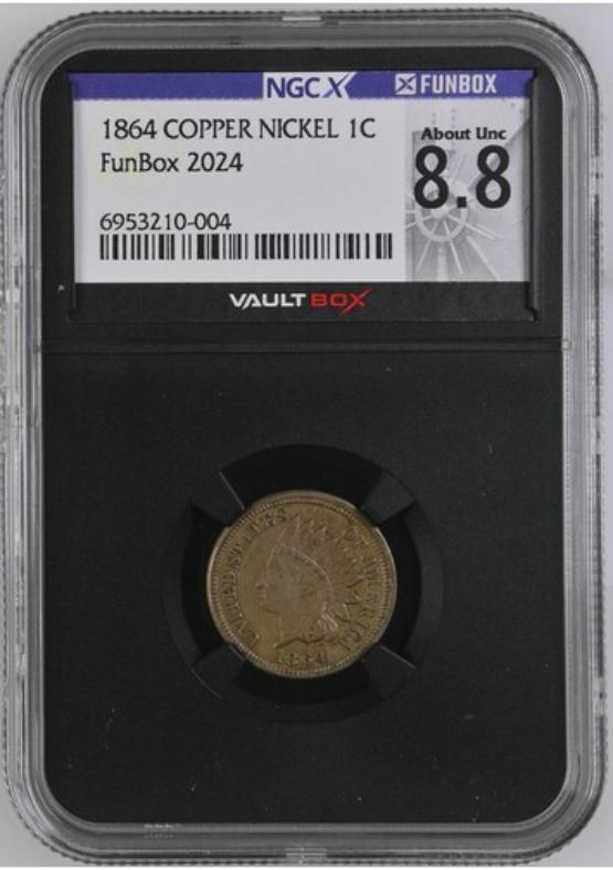 1864 COPPER NICKEL 1C NGCX ABOUT UNC 8.8 FRONT