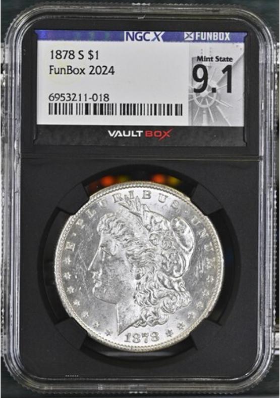 1878-S $1 NGCX MINT STATE 9.1 FRONT