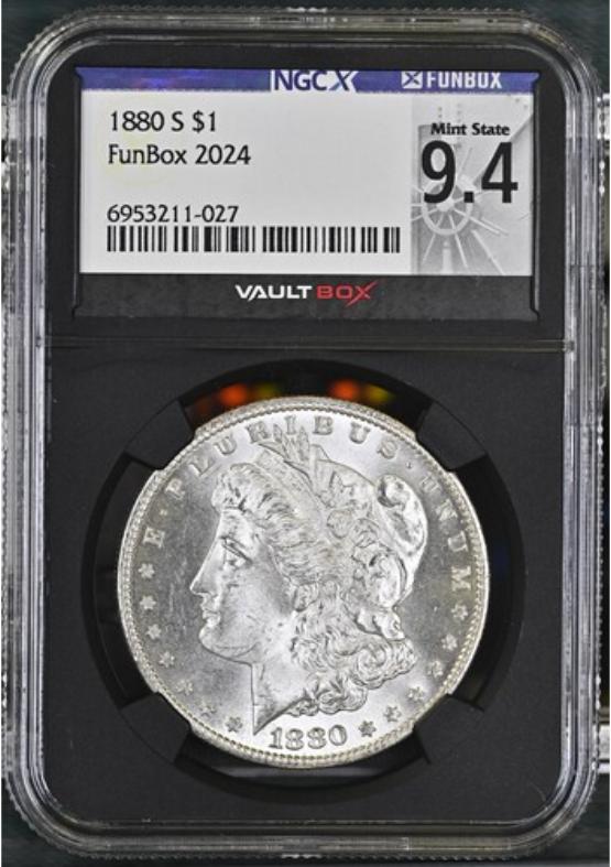 1880-S $1 NGCX MINT STATE 9.4 FRONT