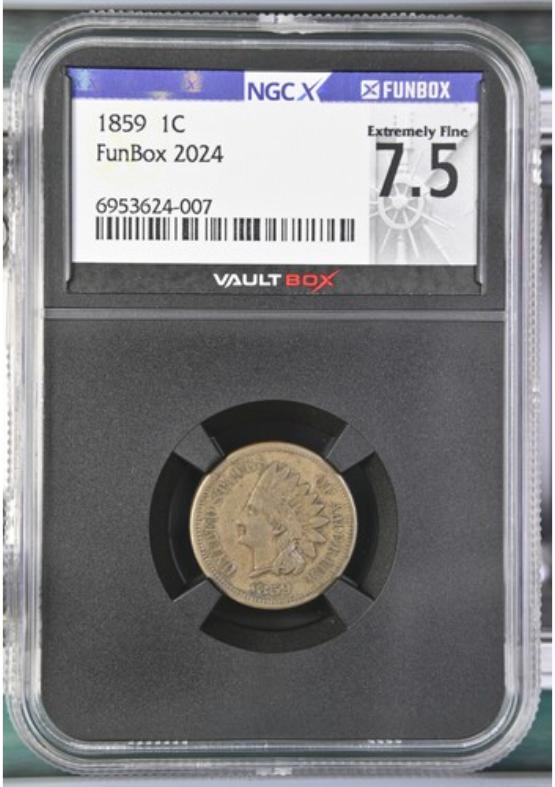 1859 1C NGCX EXTREMELY FINE 7.5 FRONT
