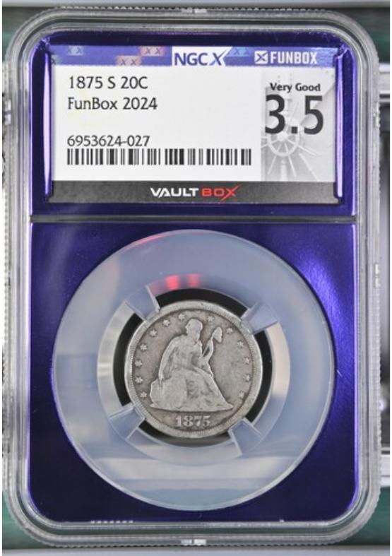 1875-S 20C NGCX VERY GOOD 3.5 FRONT