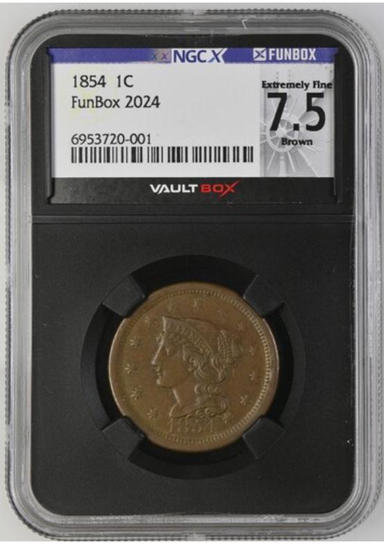 1854 1C NGCX EXTREMELY FINE 7.5 BROWN FRONT