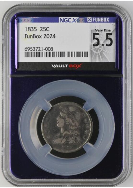 1835 25C NGCX VERY FINE 5.5 FRONT
