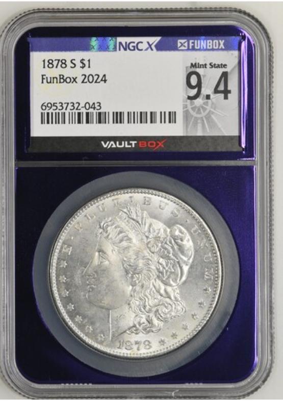 1878-S $1 NGCX MINT STATE 9.4 FRONT