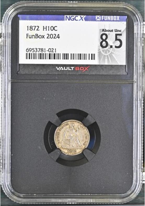 1872 H10C NGCX ABOUT UNC 8.5 FRONT