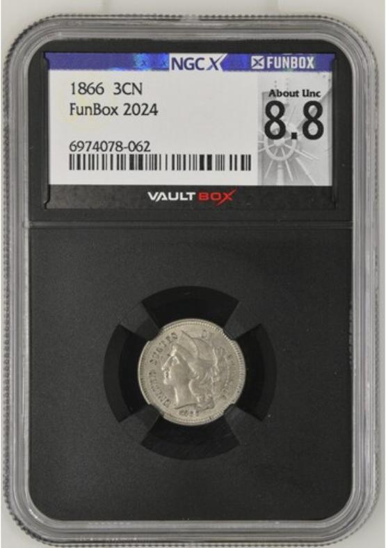 1866 3CN NGCX ABOUT UNC 8.8 FRONT