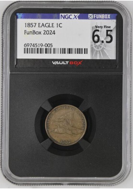 1857 EAGLE 1C NGCX VERY FINE 6.5 FRONT