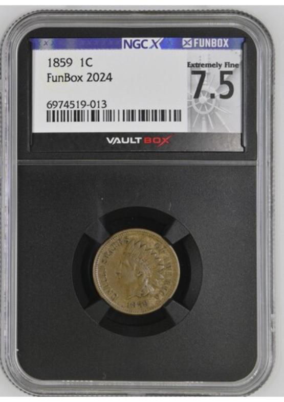 1859 1C NGCX EXTREMELY FINE 7.5 FRONT