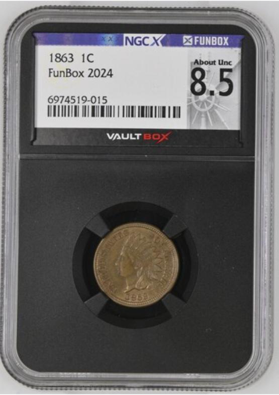 1863 1C NGCX ABOUT UNC 8.5 FRONT