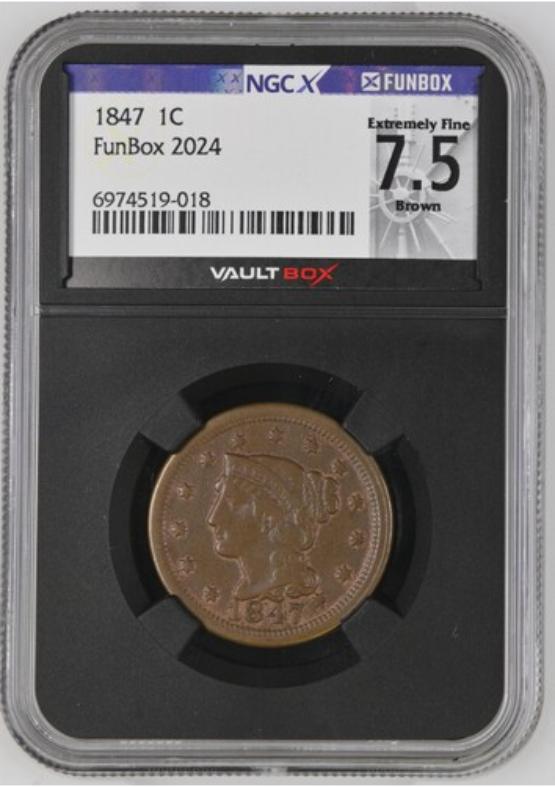 1847 1C NGCX EXTREMELY FINE 7.5 BROWN FRONT