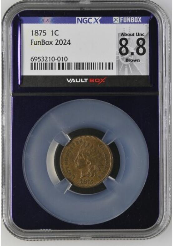 1875 1C NGCX ABOUT UNC 8.8 BROWN FRONT