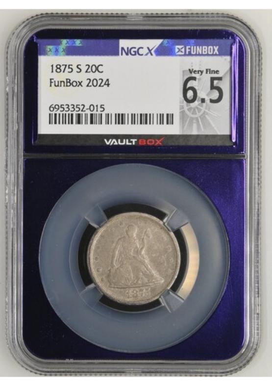1875-S 20C NGCX VERY FINE 6.5 FRONT
