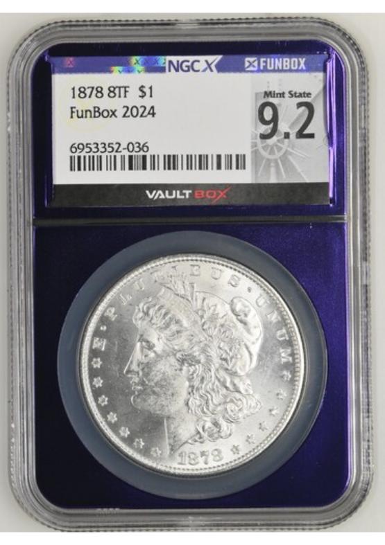 1878 8TF $1 NGCX MINT STATE 9.2 FRONT