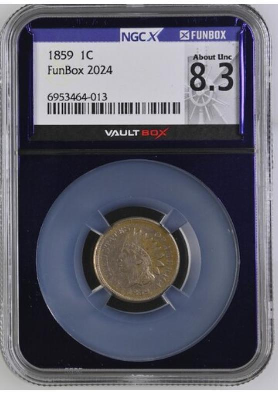 1859 1C NGCX ABOUT UNC 8.3 FRONT