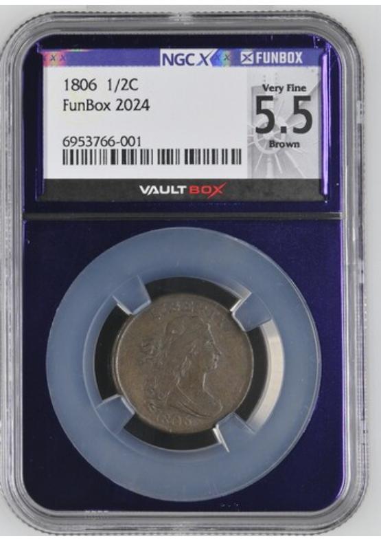 1806 1/2C NGCX VERY FINE 5.5 BROWN FRONT