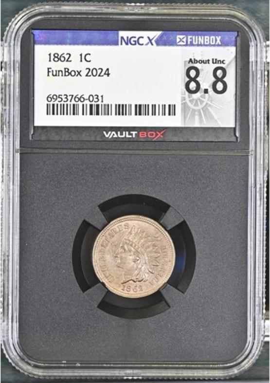 1862 1C NGCX ABOUT UNC 8.8 FRONT