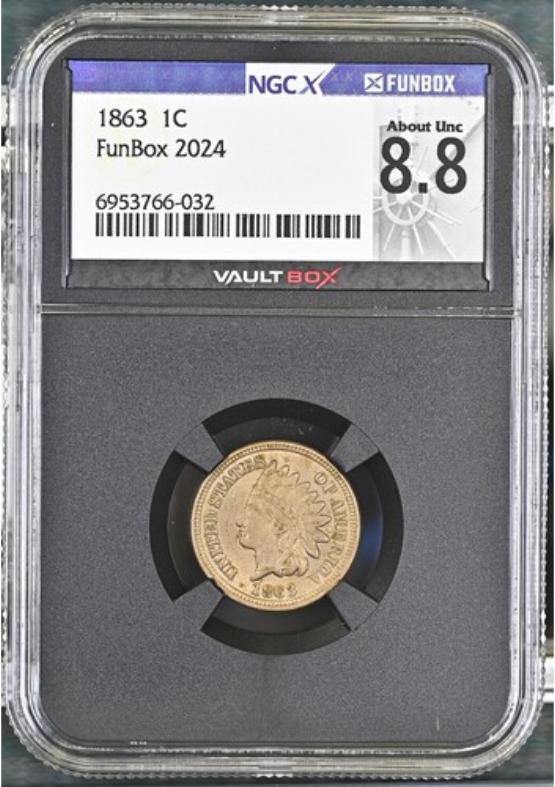 1863 1C NGCX ABOUT UNC 8.8 FRONT
