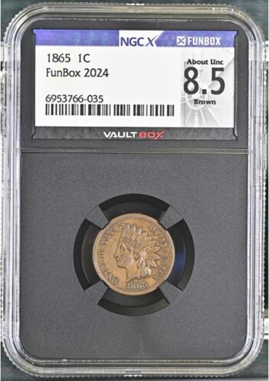 1865 1C NGCX ABOUT UNC 8.5 BROWN FRONT