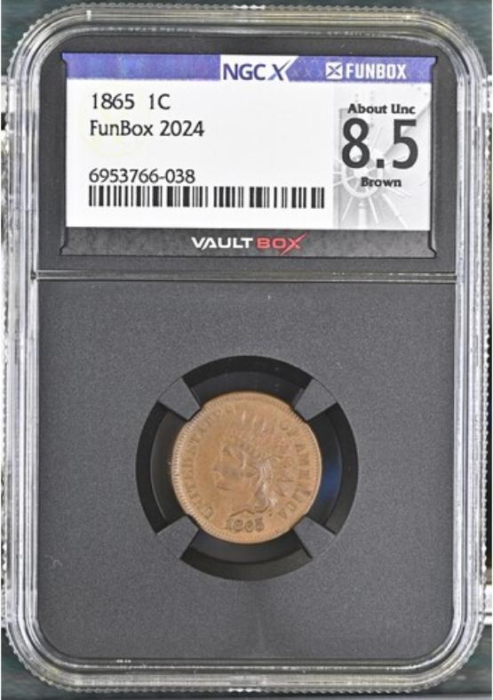 1865 1C NGCX ABOUT UNC 8.5 BROWN FRONT