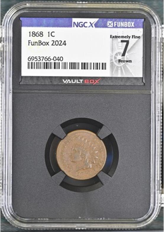 1868 1C NGCX EXTREMELY FINE 7 BROWN FRONT