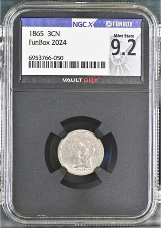 1865 3CN NGCX MINT STATE 9.2 FRONT