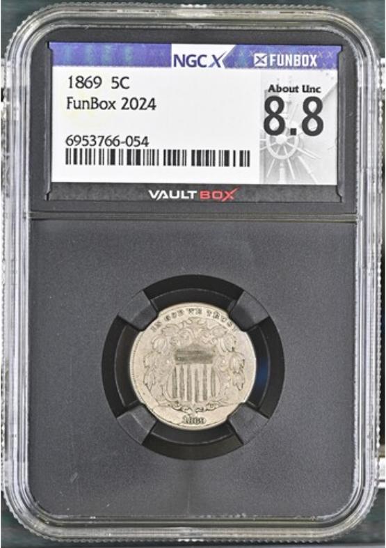 1869 5C NGCX ABOUT UNC 8.8 FRONT