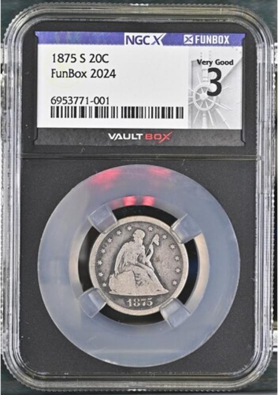 1875-S 20C NGCX VERY GOOD 3 FRONT