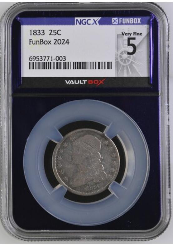 1833 25C NGCX VERY FINE 5 FRONT