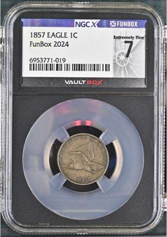 1857 EAGLE 1C NGCX EXTREMELY FINE 7 FRONT