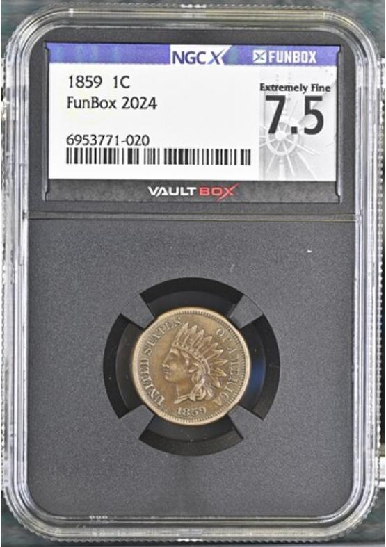 1859 1C NGCX EXTREMELY FINE 7.5 FRONT