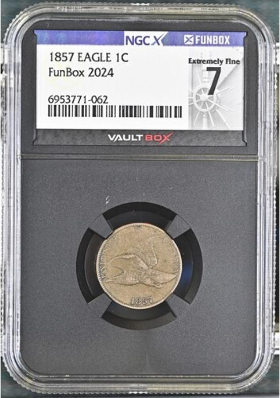 1857 EAGLE 1C NGCX EXTREMELY FINE 7 FRONT