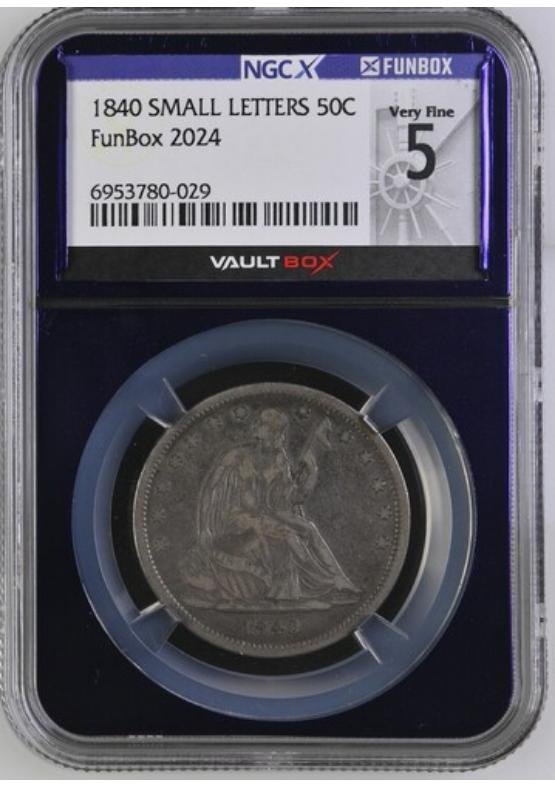 1840 SMALL LETTERS 50C NGCX VERY FINE 5 FRONT