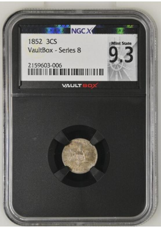 1852 3CS NGCX MINT STATE 9.3 Series 8 Front