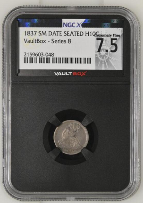 1837 SM DATE SEATED H10C NGCX EXTREMELY FINE 7.5 Series 8 Front