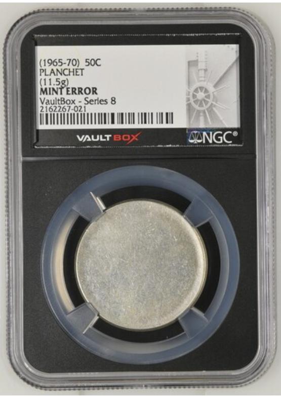 (1965-70)- 50C PLANCHET (11.5G) NGC MINT ERROR Series 8 Front