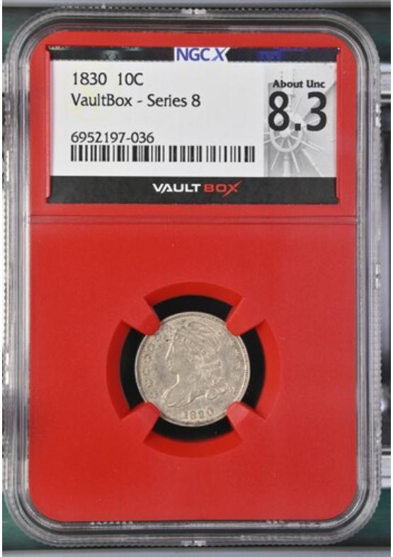 1830 10C NGCX ABOUT UNCIRCULATED 8.3 Series 8 Front