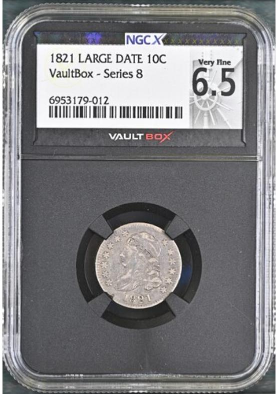 1821 LARGE DATE 10C NGCX VERY FINE 6.5 Series 8 Front