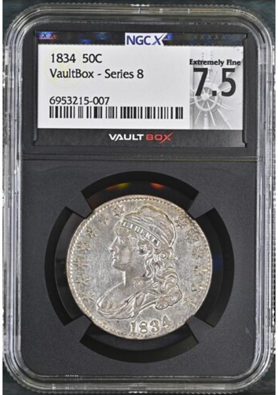 1834 50C NGCX EXTREMELY FINE 7.5 Series 8 Front