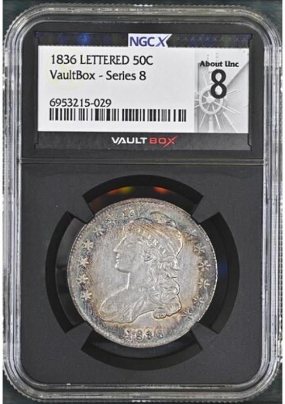 1836 LETTERED 50C NGCX ABOUT UNCIRCULATED 8 Series 8 Front