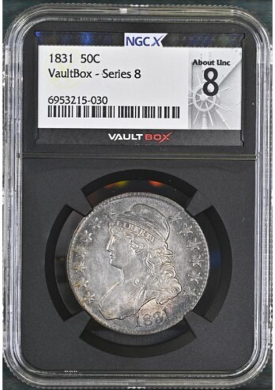 1831 50C NGCX ABOUT UNCIRCULATED 8 Series 8 Front