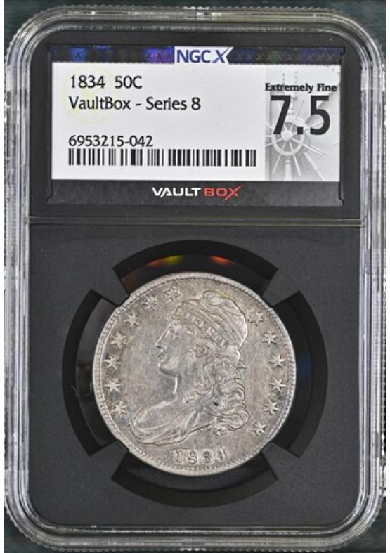 1834 50C NGCX EXTREMELY FINE 7.5 Series 8 Front