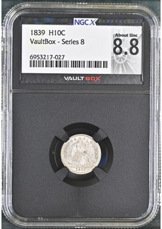 1839 H10C NGCX ABOUT UNCIRCULATED 8.8 Series 8 Front